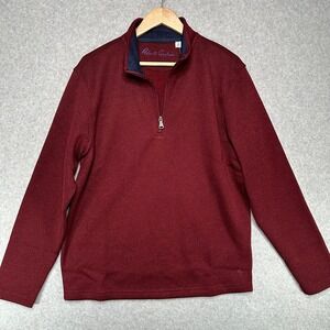 Robert Graham Kenwood Quarter Zip Pullover Sweater Velvet Maroon Classic Fit‎ M